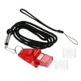 thumbnail image 1 of Uxcell Thickened Plastic Sports Whistle with Lanyard and Mouth Grip Referee Whistle, Red, 1 of 6
