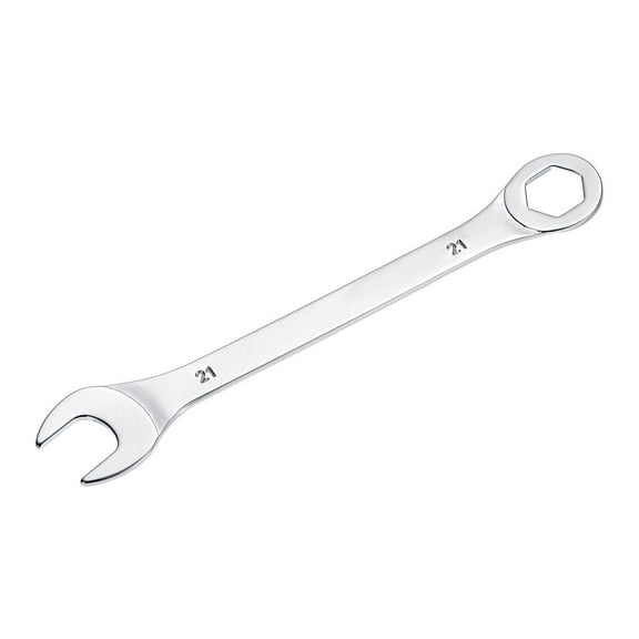 Uxcell Thin 6-Point Combination Wrench, Metric Mirror-Chrome Plated High Carbon Steel, 21mm