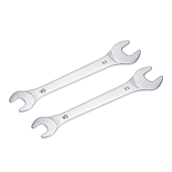 Uxcell Thin Open End Wrench, 10mm x 11mm Metric Mirror-Chrome Plated High Carbon Steel, 2 Pack