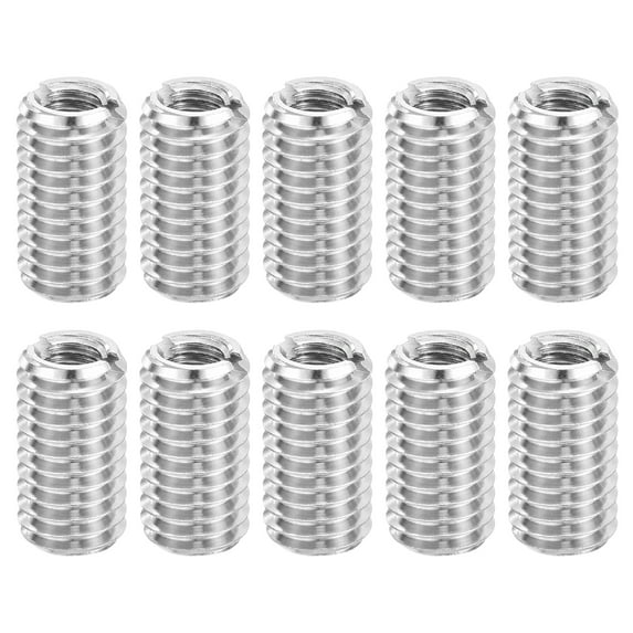 Uxcell Thread Adapter Sleeve Reducing Nut, 10 Pcs M8x1.25 Male to M5x0.8 Female Stainless Steel Nut Screw Reducer Conversion Fastener, Threaded Insert Repair Sleeve Reducer Nut, Silver