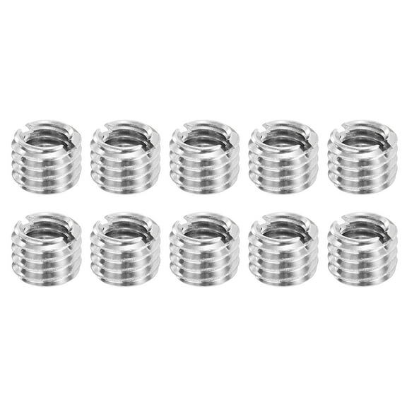 Uxcell Thread Adapters Sleeve Reducing Nut, 10 Pcs M8x1.25 Male to M6x1 Female Stainless Steel Nut Screw Reducer Conversion Fasteners, Threaded Insert Repair Sleeve Reducer Nut, Silver