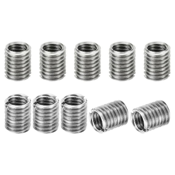 Uxcell Thread Adapters Sleeve Reducing Nut M10*1.5 Male to M8*1.25 Female Repairing Insert Nut Screw Reducer 12mm 10 Pcs