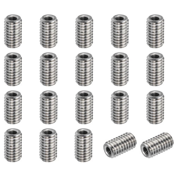 Uxcell Thread Adapters Sleeve Reducing Nut M6x1.0 Male to M3x0.5 FeMale to Repair Insert Nut Screw Reducer 10mm 20 Pcs