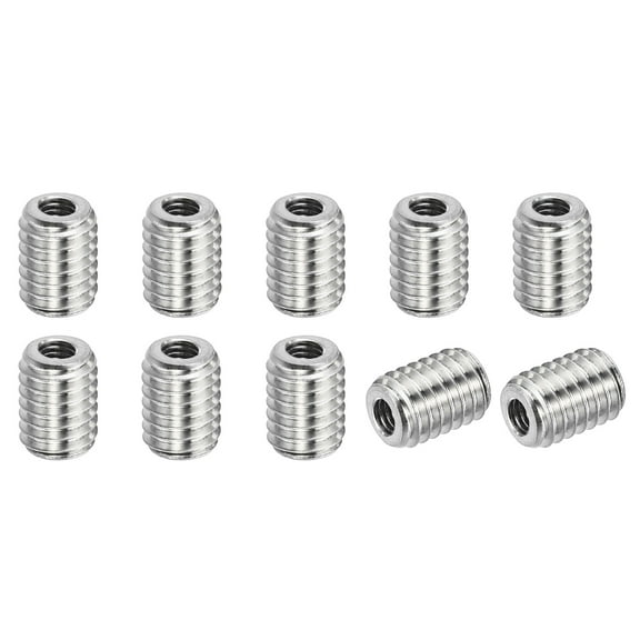 Uxcell Thread Adapters Sleeve Reducing Nut M6x1.0 Male to M3x0.5 FeMale to Repair Insert Nut Screw Reducer 8mm 10 Pcs
