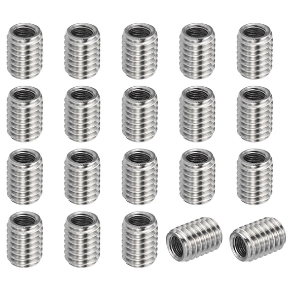 Uxcell Thread Adapters Sleeve Reducing Nut M6x1.0 Male to M4x0.7 FeMale to Repair Insert Nut Screw Reducer 8mm 20 Pcs