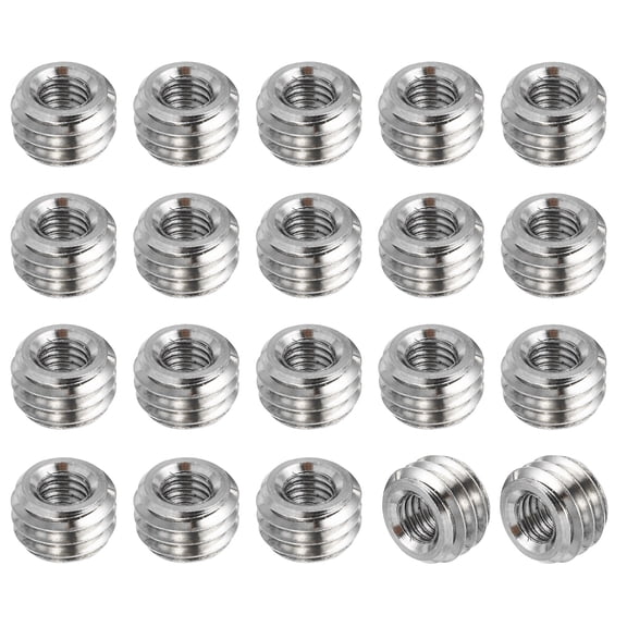 Uxcell Thread Adapters Sleeve Reducing Nut M8x1.25 Male to M4x0.7 FeMale to Repair Insert Nut Screw Reducer 5mm 20 Pcs