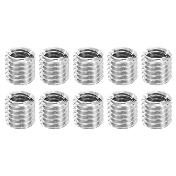 Uxcell Thread Adapters Sleeve Reducing Nuts, 10 Pcs M8x1.25 Male to M6x1 Female Stainless Steel Nut Screw Reducer Conversion Fastener, Threaded Insert Repair Sleeve Reducer Nut, Silver