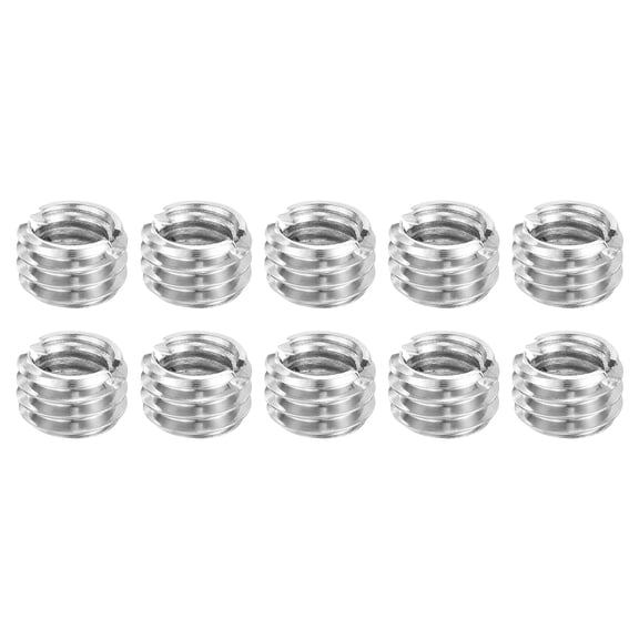 Uxcell Thread Adapters Sleeve Reducing Nuts, 10 Pcs M8x1.25 Male to M6x1 Female Stainless Steel Nut Screw Reducer Conversion Fasteners, Threaded Insert Repair Sleeve Reducer Nut, Silver