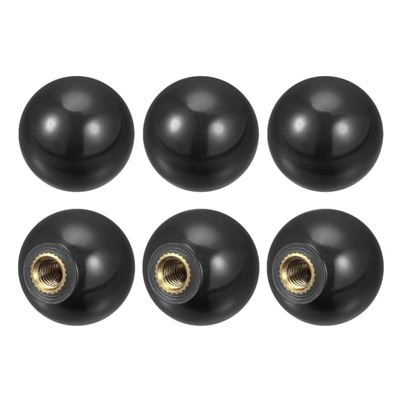 Uxcell Threaded Ball Knobs, 0.78Inch Dia M5 Female Thread Thermoset Ball Handles with Copper Thread Insert, Black 6 Pack