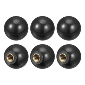 Uxcell Threaded Ball Knobs, 0.78Inch Dia M5 Female Thread Thermoset Ball Handles with Copper Thread Insert, Black 6 Pack