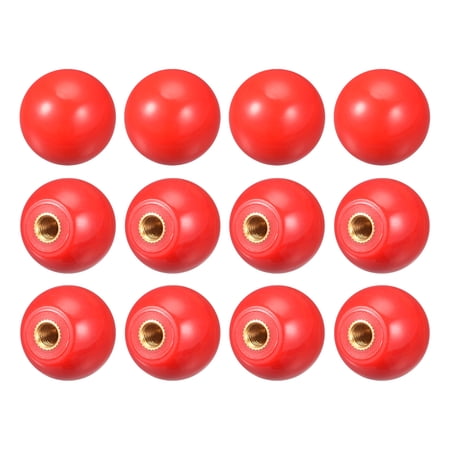Uxcell Threaded Ball Knobs, 0.98Inch Dia M6 Female Thread Thermoset Ball Handle with Copper Thread Insert, Red 12 Pack
