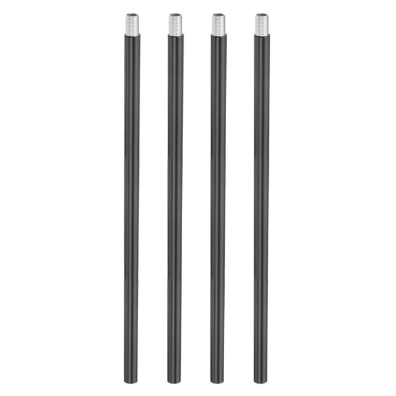 Uxcell Threaded Extension Rod, 4 Sets 10" M10 x 1mm Fine Thread Lamp Pipe with Lamp Pipe Nipples for Pendant Light Island Lighting Chandeliers Stems, Black