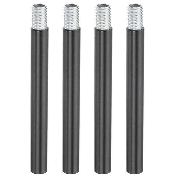 Uxcell Threaded Extension Rod, 4 Sets 4" M10 x 1mm Fine Thread Lamp Pipe with Lamp Pipe Nipples for Pendant Light Island Lighting Chandeliers Stems, Black