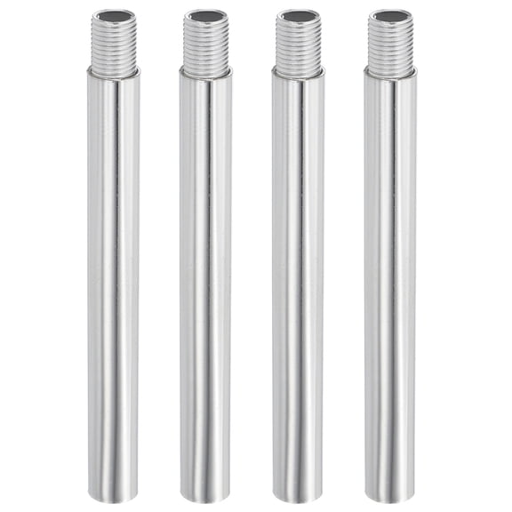 Uxcell Threaded Extension Rod, 4 Sets 4" M10 x 1mm Fine Thread Lamp Pipe with Lamp Pipe Nipples for Pendant Light Island Lighting Chandeliers Stems, Silver Tone