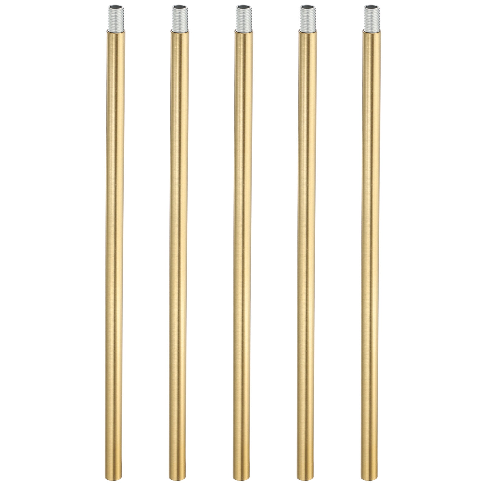 Uxcell Threaded Extension Rod, 5 Sets 11.8" M10 x 1mm Fine Thread Lamp Pipe with Nipples, Brass Tone