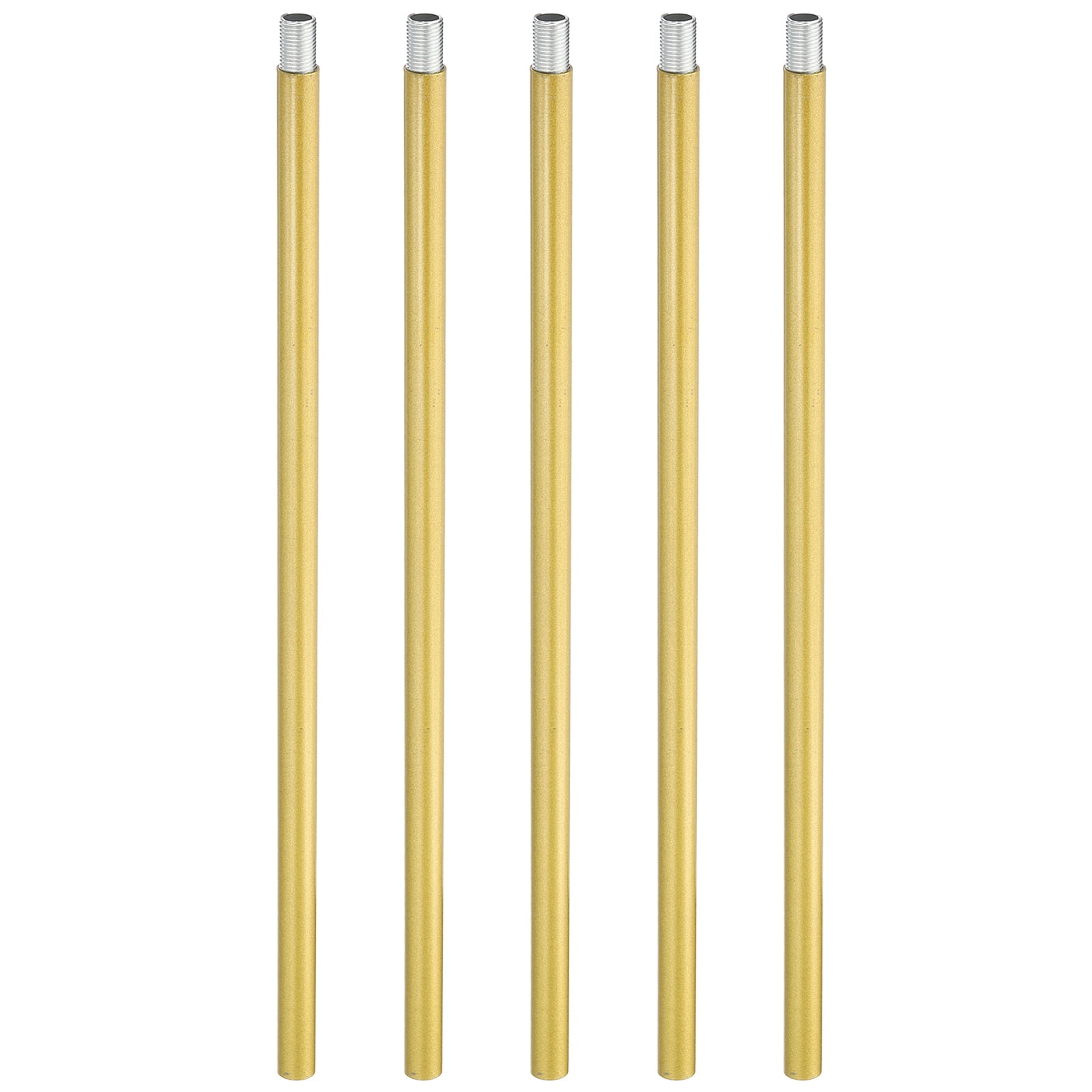 Uxcell Threaded Extension Rod, 5 Sets 11.8" M10 x 1mm Fine Thread Lamp Pipe with Nipples, Gold Tone