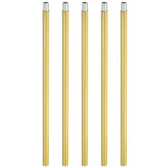 Uxcell Threaded Extension Rod, 5 Sets 11.8" M10 x 1mm Fine Thread Lamp Pipe with Nipples, Gold Tone