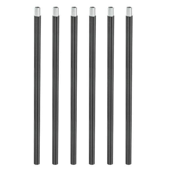 Uxcell Threaded Extension Rod, 6 Sets 10" M10 x 1mm Fine Thread Lamp Pipe with Lamp Pipe Nipples for Pendant Light Island Lighting Chandeliers Stems, Black