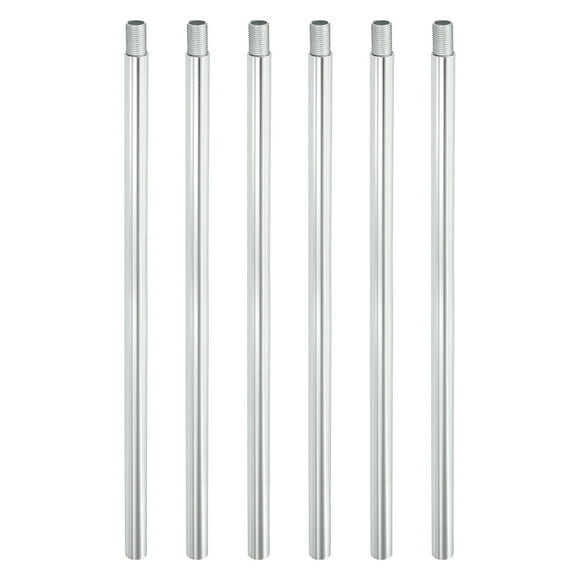 Uxcell Threaded Extension Rod, 6 Sets 10" M10 x 1mm Fine Thread Lamp Pipe with Lamp Pipe Nipples for Pendant Light Island Lighting Chandeliers Stems, Silver Tone