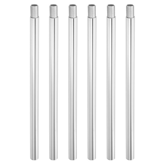 Uxcell Threaded Extension Rod, 6 Sets 8" M10 x 1mm Fine Thread Lamp Pipe with Lamp Pipe Nipples for Pendant Light Island Lighting Chandeliers Stems, Silver Tone