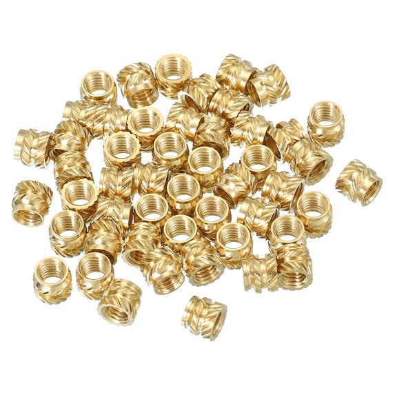 Uxcell Threaded Inserts, Brass Heat Set Insert Female Threaded Inserts Metric Knurled Nuts Embedment Nut 50 M5x6x7mm