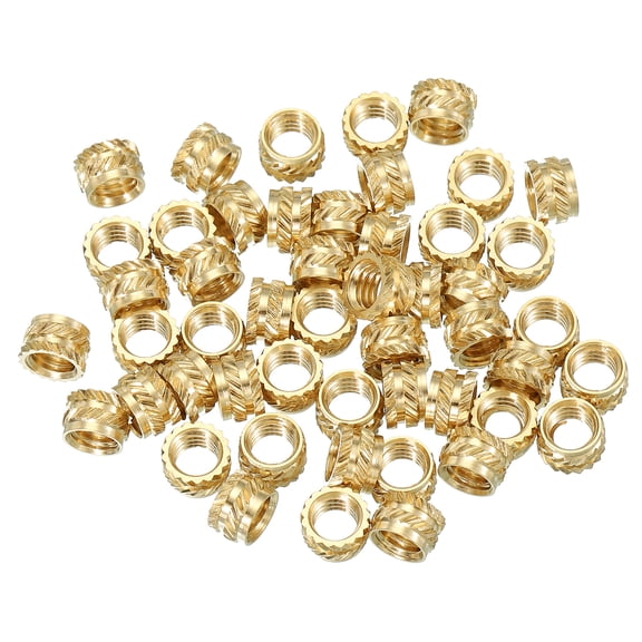 Uxcell Threaded Inserts, Brass Heat Set Insert Female Threaded Inserts Metric Knurled Nuts Embedment Nut 50 M6x5x8mm
