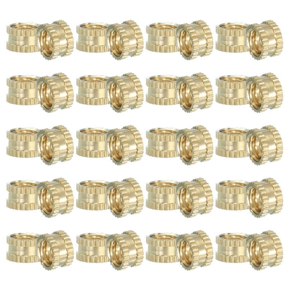 Uxcell Threaded Inserts Heat Set, Female Brass Metric Knurled Insert Set Embedment Nut 1/4"-20x5x8mm 40