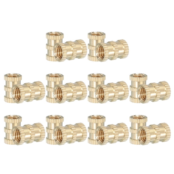 Uxcell 20Pcs Threaded Heat Set Inserts M6x12x8mm Brass Knurled Insert Tip Nut