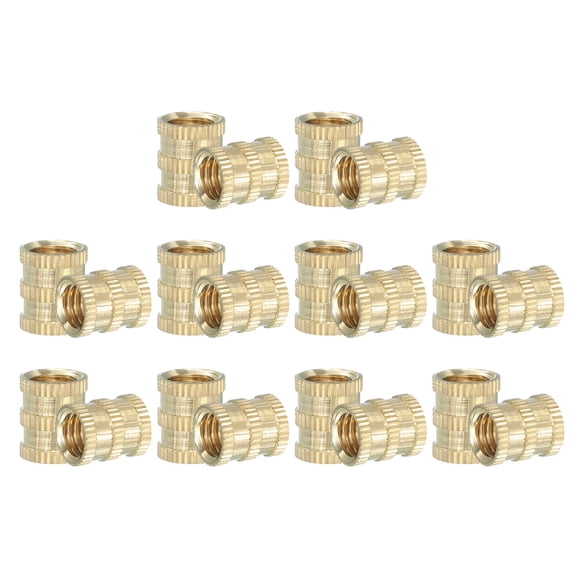 Uxcell 20Pcs Threaded Heat Set Inserts M8x12x10mm Brass Knurled Insert Tip Nut