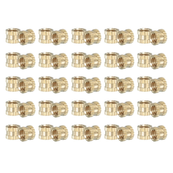 Uxcell Threaded Inserts Heat Set, Female Brass Metric Knurled Insert Set Embedment Nut for Plastic 3D Printing Component M4x4x5mm