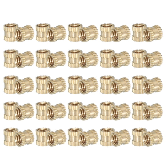 Uxcell Threaded Inserts Heat Set, Female Brass Metric Knurled Insert Set Embedment Nut for Plastic 3D Printing Component M4x5x5mm