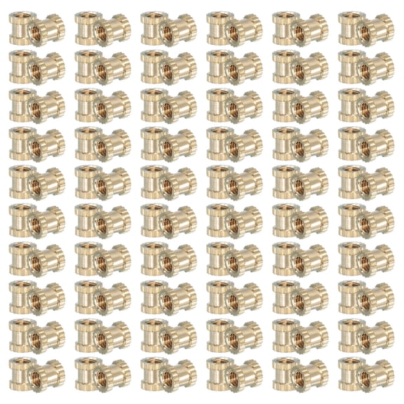 Uxcell Threaded Inserts Heat Set, Female Brass Metric Knurled Insert Set Embedment Nuts for Plastic 3D Printing Components M5x5x5mm