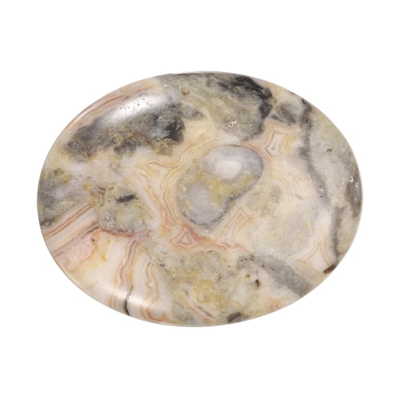 Uxcell Thumb Worry Stone for Anxiety, Natural Oval Crystal Stone, Polished Gemstone Hand Carved Pocket Rock Anxiety Crystals for Women Stress Gifts Meditation, Brown Gray