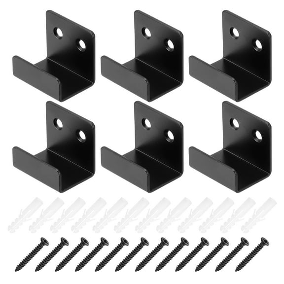 Uxcell Tile Hanger Bracket 1.6x1.4", U Wall Mounted Mirror Clips Fasteners with Screws XXL Size, Black 6 Set