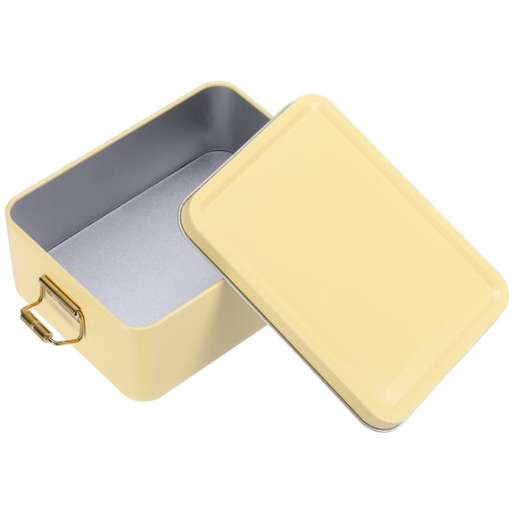 Uxcell Tin Box with Latch, 5.7x4.3x2.2", 24oz, Yellow, Empty Rectangular Airtight Container with Lids Metal Cookie Storage Tin Box for Home Organization, Gift Packaging, DIY Craft