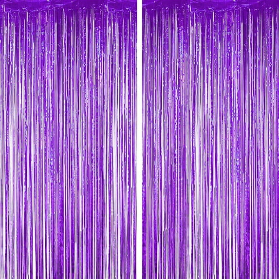 Uxcell Tinsel Foil Fringe Curtains Metallic Tinsel Streamer Backdrop Props for Party Decorations Wedding Decor Purple