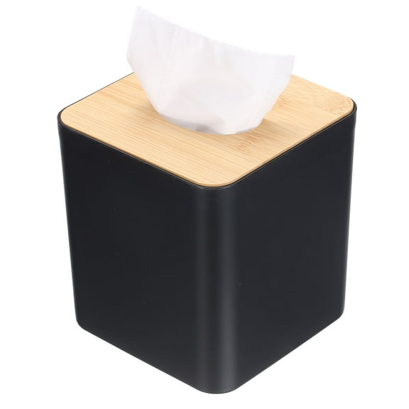 Uxcell Tissue Box Cover with Bamboo Lid Square Tissue Box Holder Cube Facial Tissue Container
