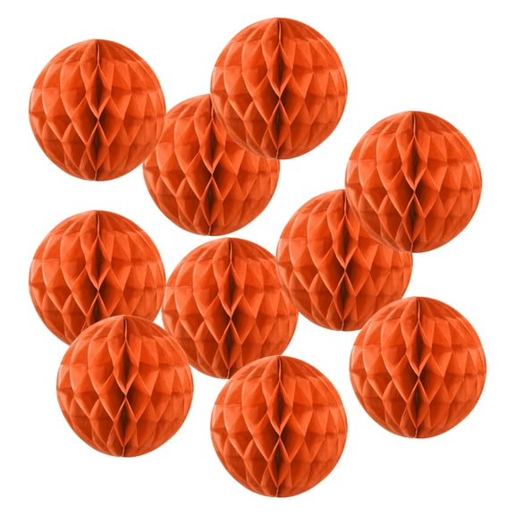 Uxcell Tissue Paper Pom Poms Flower Balls, Party Hanging Paper Flower Balls Decoration for Birthday Wedding Home Decor Orange 4