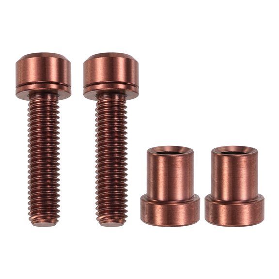 Uxcell Titanium Bicycle Stem Bolt, M5x20mm & 2 Set & Bronze Hex Chamfered Head Bike Anti-Corrosion Fasteners with Washers Nuts Stem Bolt for Bicycle/MTB/Road Bike Handlebar Fixing