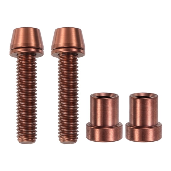 Uxcell Titanium Bicycle Stem Bolt, M5x20mm & 2 Set & Bronze Hex Tapered Head Bike Anti-Corrosion Fasteners with Washers Nuts Stem Bolt for Bicycle/MTB/Road Bike Handlebar Fixing