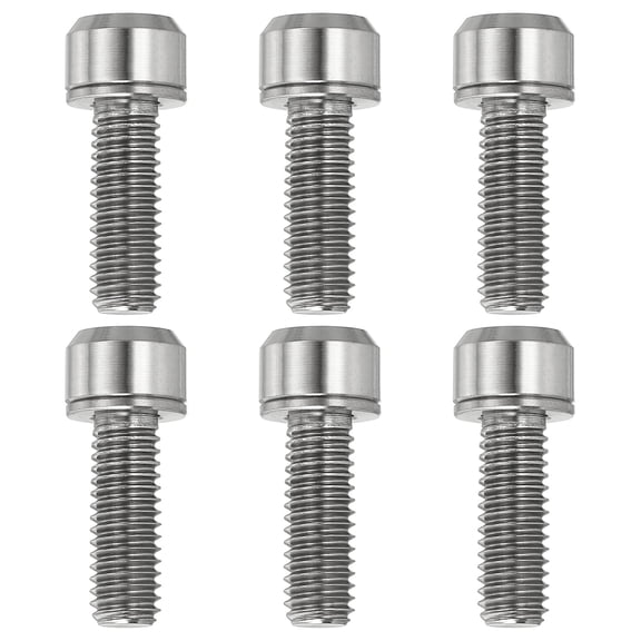 Uxcell Titanium Bicycle Stem Bolt, M6x18mm Hex Chamfered Head Bolt with Washer Anti-Corrosion Screw 6Pcs & Silver-Fitting For(Bicycle/MTB/Road/Mountain Bike Stem Fixing Part)