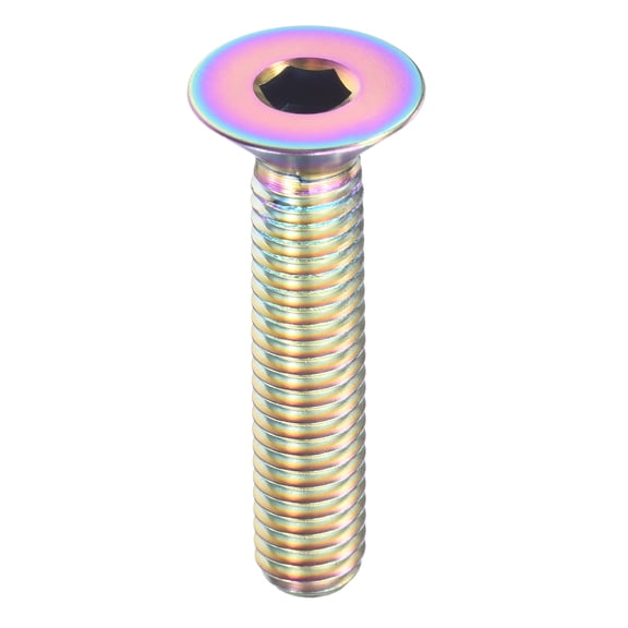 Uxcell Titanium Bicycle Stem Bolt, M6x30mm Countersunk Flat Head Hex Socket Bolt Anti-Corrosion Screw Colorful-Fitting For(Bicycle/MTB/Road/Mountain Bike Stem Fixing Part)