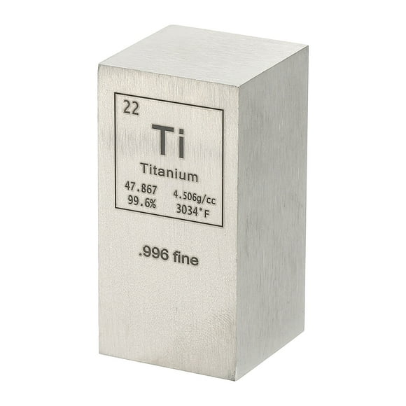 Uxcell Titanium Cube, 1x2" Ti Density Stick High Density Element Rod Unique Metal Cube Periodic Table of Elements Collections Lab Experiment Teacher Scientific Classes, Square