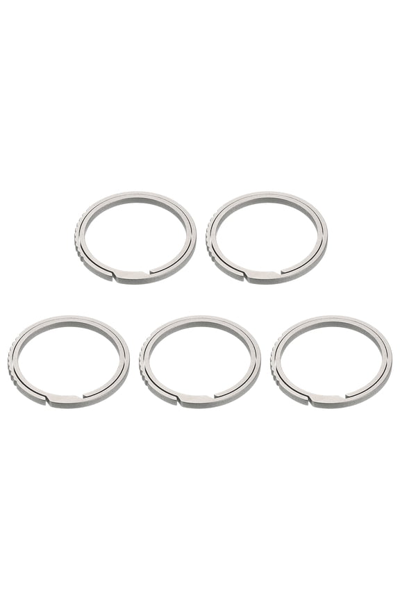 Titanium Keychain Rings 5 Pcs 1.1-inch Split Side Pushing Key Rings Split Key Ring Circle Assorted for Home Car Office Keys Attachment Key Chain Silver