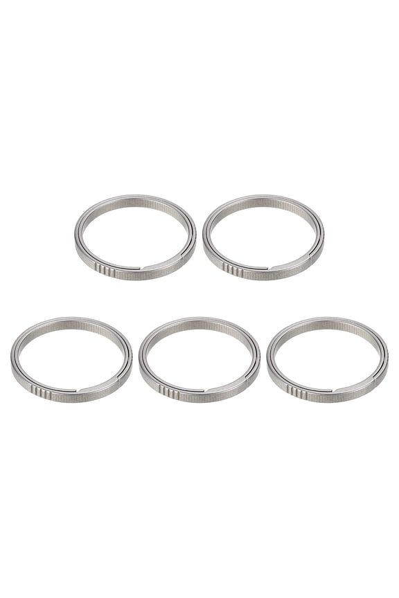 Titanium Keychain Rings 5 Pcs 1.18-inch Split Side Pushing Key Rings Split Key Ring Circle Assorted for Home Car Office Keys Attachment Key Chain Silver