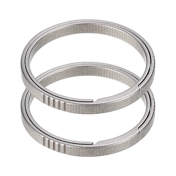 Titanium Keychain Rings 2 Pcs 1.18-inch Split Side Pushing Key Rings Split Key Ring Circle Assorted for Home Car Office Keys Attachment Key Chain Silver