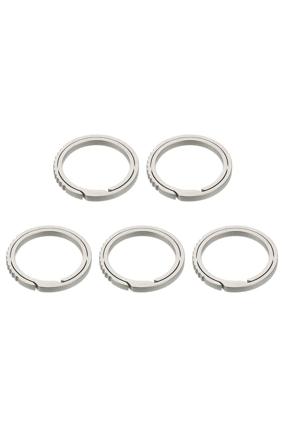 Titanium Keychain Rings 5 Pcs 0.9-inch Split Side Pushing Key Rings Split Key Ring Circle Assorted for Home Car Office Keys Attachment Key Chain Silver