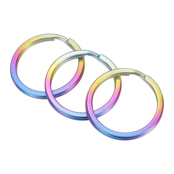 Uxcell Titanium O-Ring Keychain 20mm/0.79" Split Rings Iridescent 3Pcs,Lightweight,Quick Release,Round Metal Open Keyrings for Car Keys Pet ID Tags Jewelry Making DIY Crafts