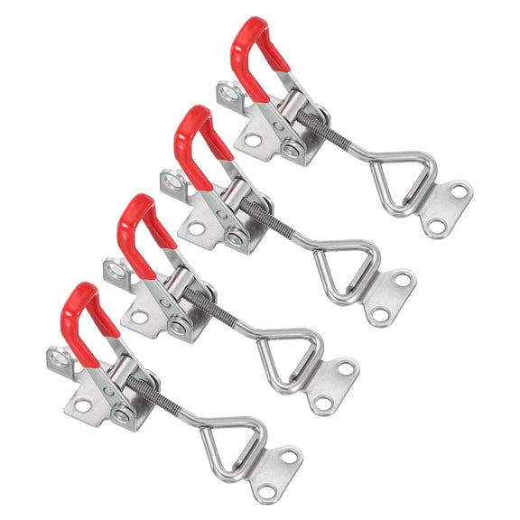 Uxcell Toggle Latch Clamp 4001 Style, Stainless Steel Adjustable Toggle Clamp with Lock Hole 220Lbs Bearing Silver 4 Pcs