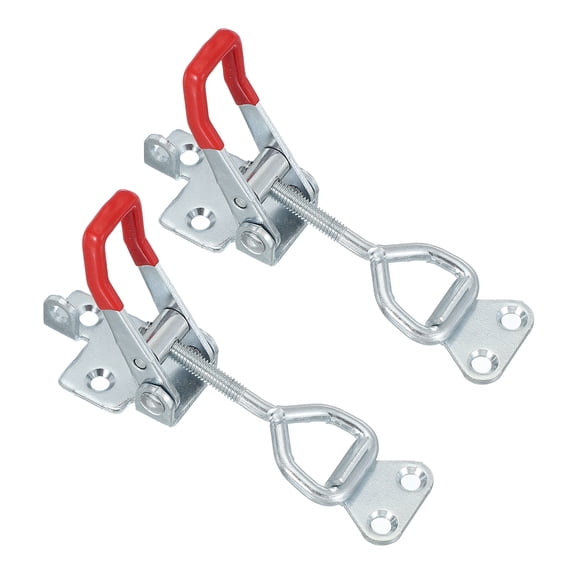 Uxcell Toggle Latch Clamp 4002 Style, Carbon Steel Adjustable Toggle Clamp with Lock Hole 396Lbs Bearing Silver 2 Pcs